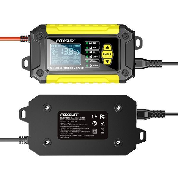 Зарядний пристрій + тестер акумулятора FOXSUR FTC-1206 6а 12 В 194 фото
