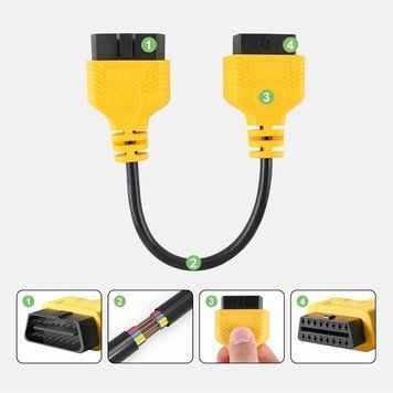 Кабель подовжувач OBD2 AUTOOL 30см для підключення адаптерів GOLO, EasyDiag, ELM327 95 фото