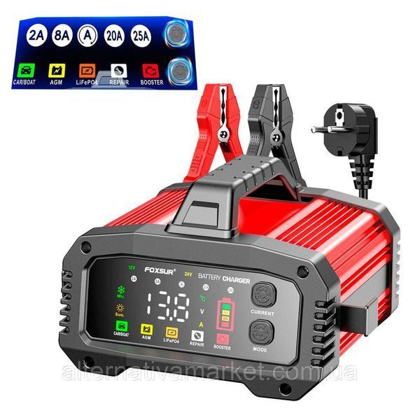 FOXSUR (12V/25A-24V/15A) FPT-250 - імпульсний зарядний пристрій, десульфатор, бустер 298 фото